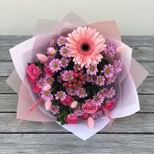 Букет цветов из:  Розы, Герберы и Хризантемы в Талицы